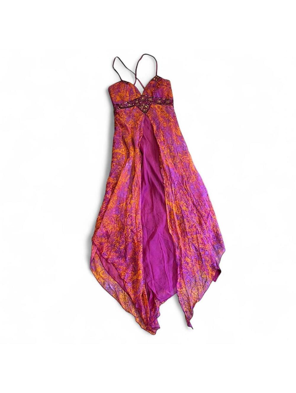 90s Laundry silk beaded dress